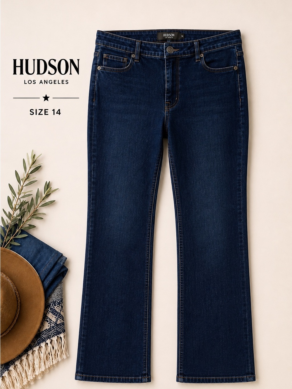 Hudson Jeans Women’s 14 High Rise Straight Dark Wash Premium Denim 28 - Picture 4 of 5